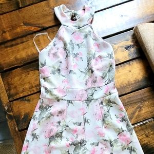 Floral high-neck romper